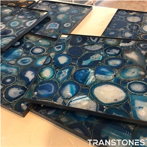 Translucent Natural Agate Semiprecious Stone Shower Wall Panel
