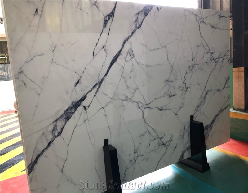 Calacatta White 3d Painting Artificial Marble Slab