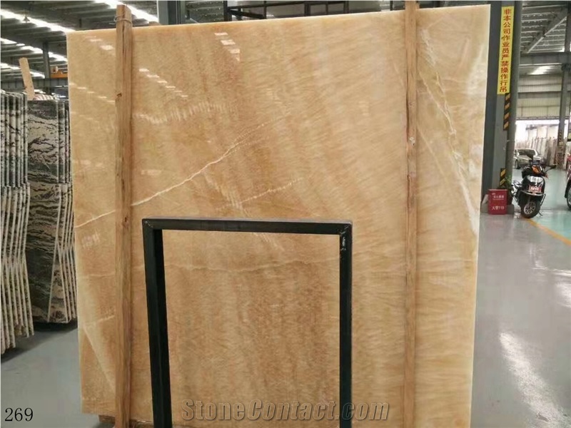 China Honey Onyx Yellow Big Onyx Polished Slab For Floor