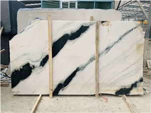 China White and Black Marble Slab Panda Stone Tile