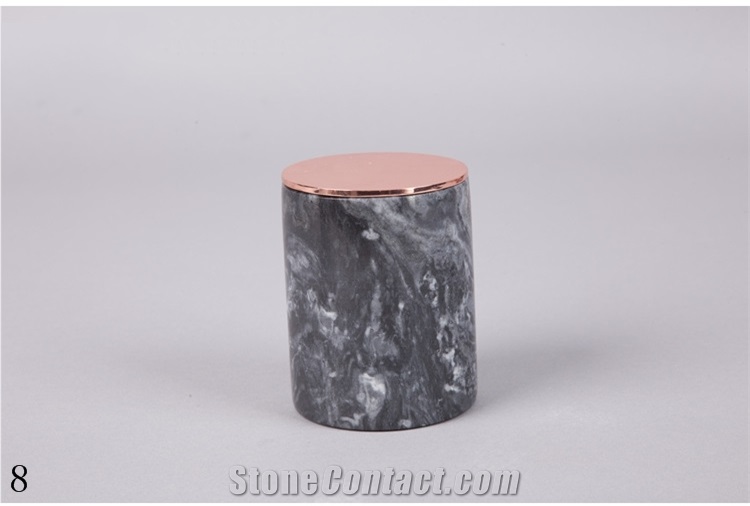Cylinder Shape Marble Stone Tealight Candle Holder