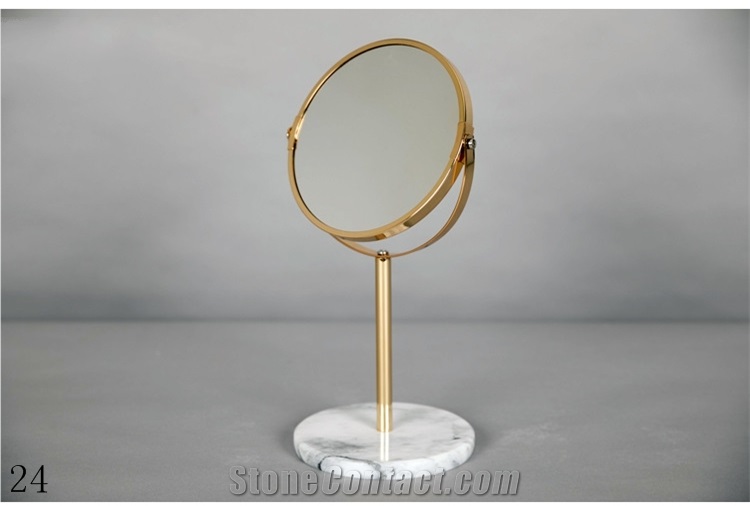 Marble Metal Frame Cosmetic Oval Dresser Mirror