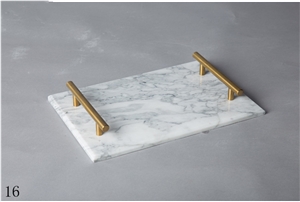 Marble Metal Rod Handle Jewelry Tray Home Design