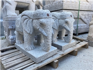 White Granite Animal Street Sculpture Garden Stone