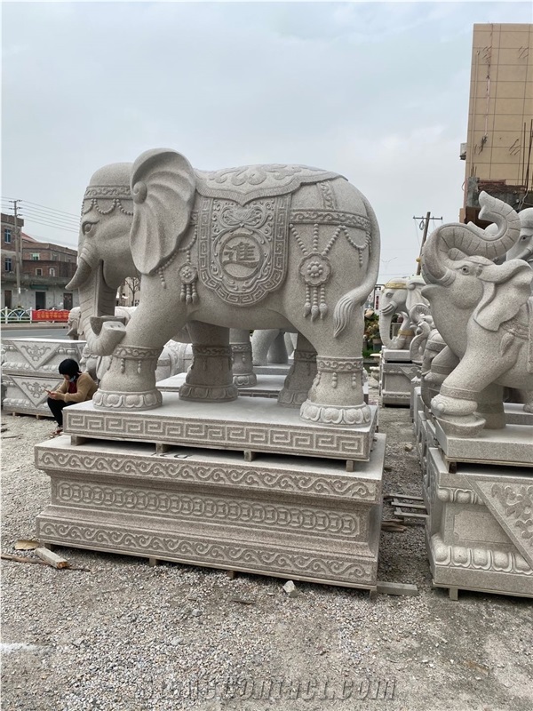 White Marble Elephant Sculpture Hotel Villa Statue