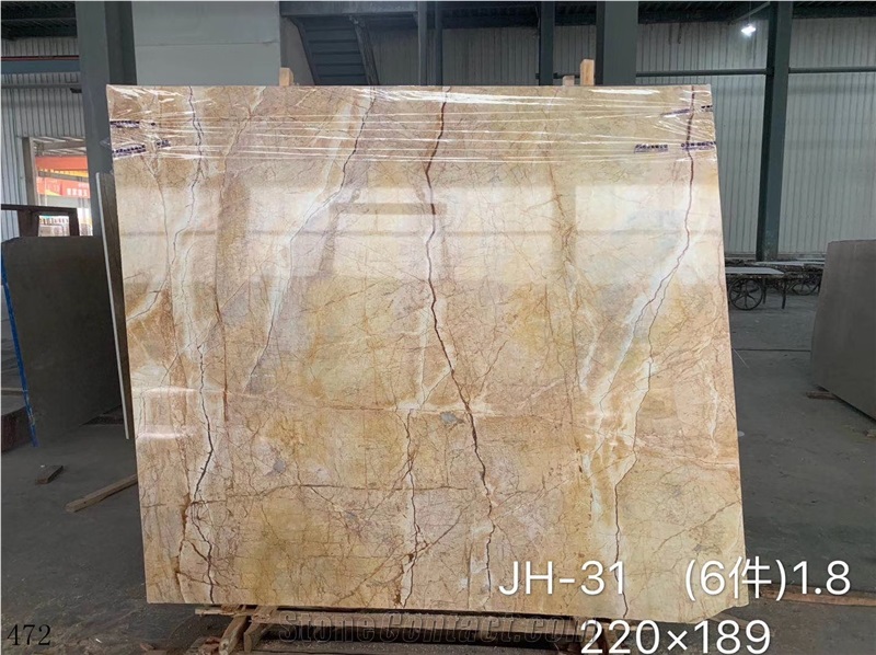 Yellow Golden River Marble Feather Gold Stone Slab