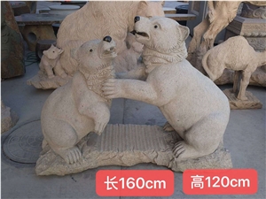 Yellow Granite Animal Sculpture Bear Carving