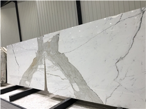 Calacatta White Marble Stone Bookmatch Slabs Tiles