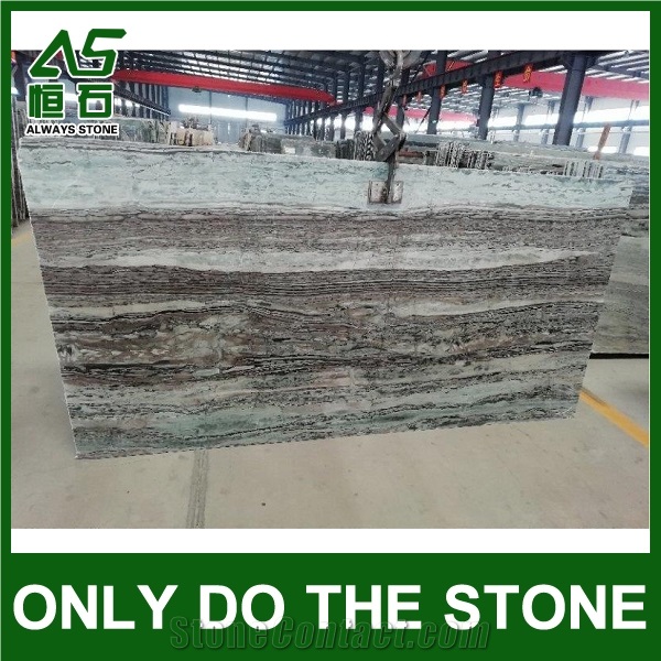 China Light Green Wood Marble with Grey Line