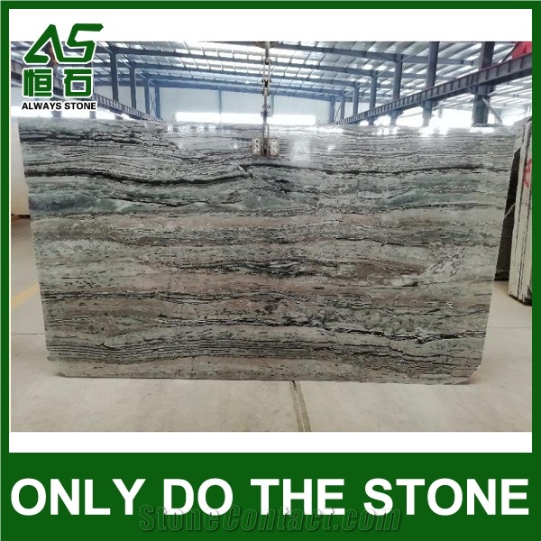 China Light Green Wood Marble with Grey Line