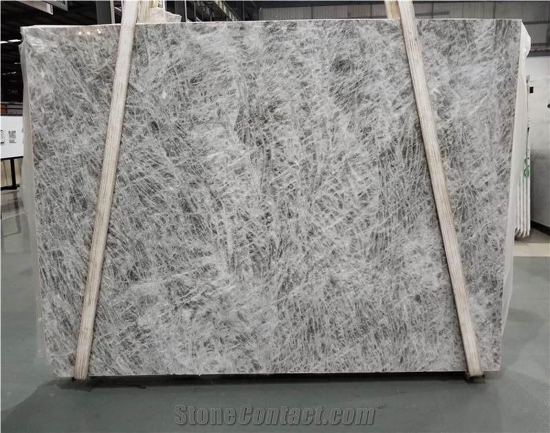 Alps Grey Marble Slabs Tiles Wall Installation