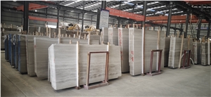 China White Wooden Vein Marble Tiles Slabs