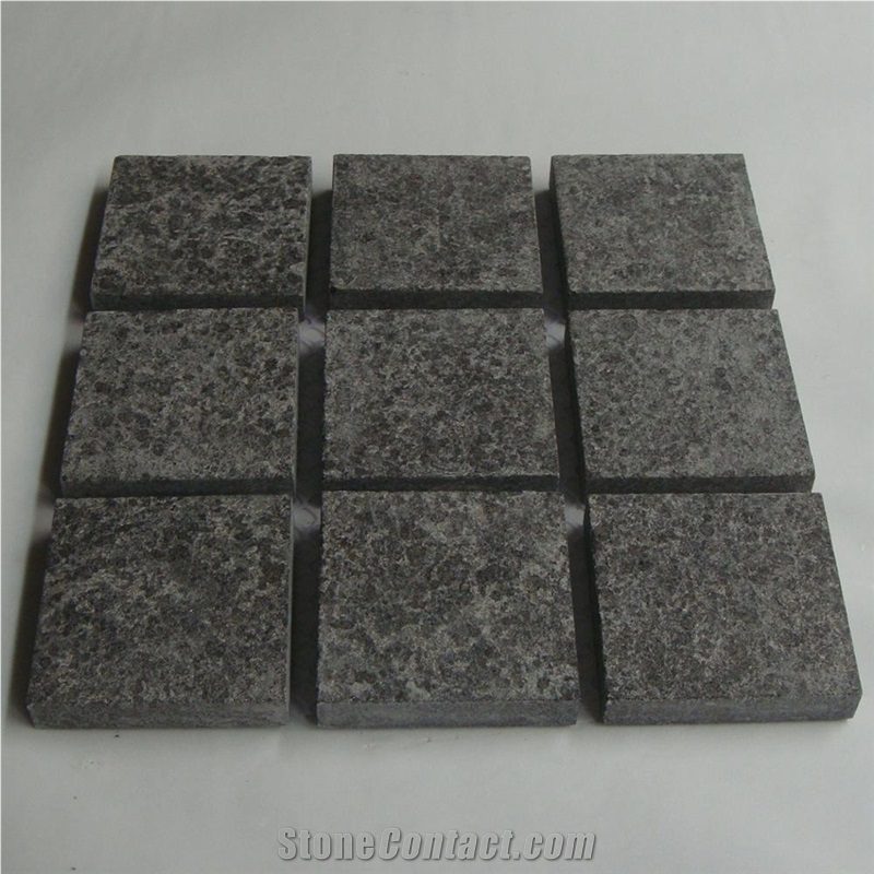 G684 Natural Black Granite Cobblestone Paver Mats