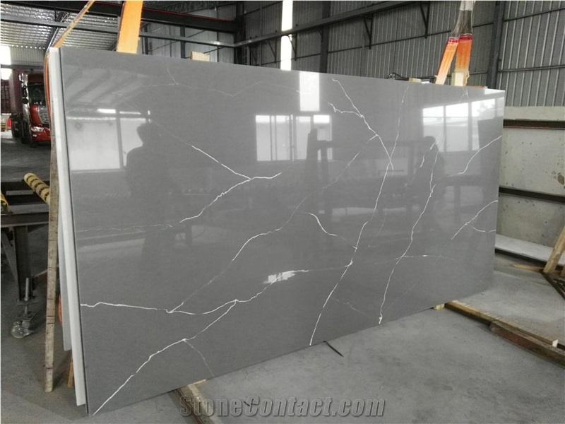 Grey Slab With White Veins Quartz Stone Ms6221 P809017 1b 