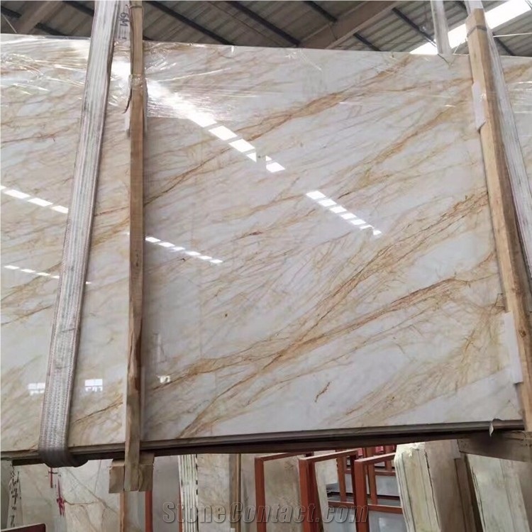 Polished Red Line White Marble Slabs