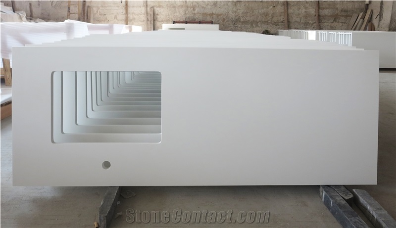 Pure White Quartz Kitchen Countertops for Projects