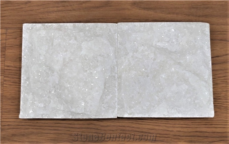 Crystal White Marble Square Mushroom Wall Cladding