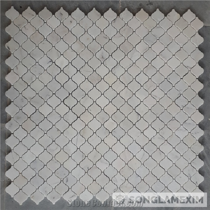 Small Lantern Chips Milky Marble Mosaic