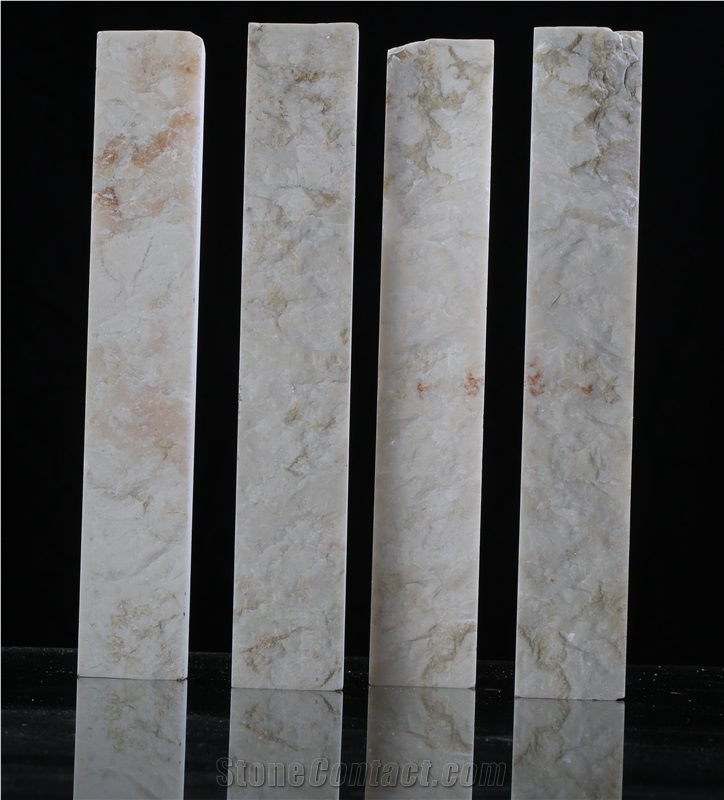 Pink and White Travertine Split Face Stone Feature Wall Panels