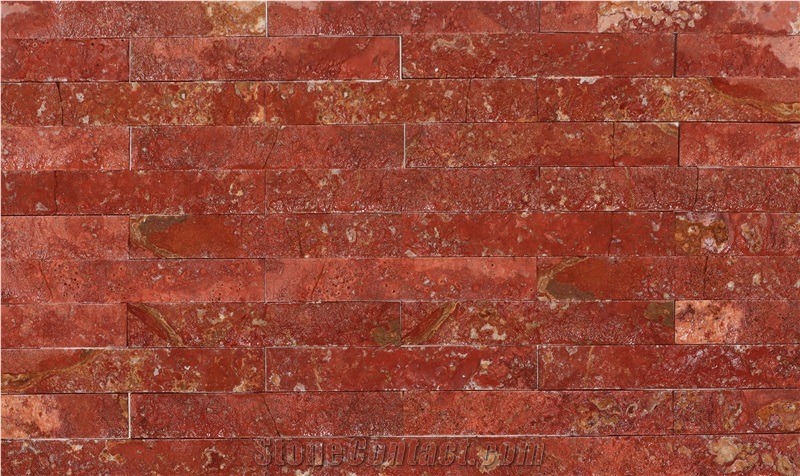 Red Travertine Split Face Wall Veneer