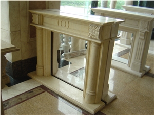 Hand Carved Indoor Marble and Limestone Fireplace