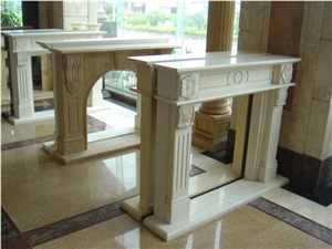 Hand Carved Indoor Marble and Limestone Fireplace