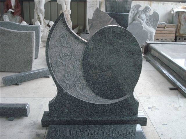 Lithuania Style Cross and Heart Granite Headstone