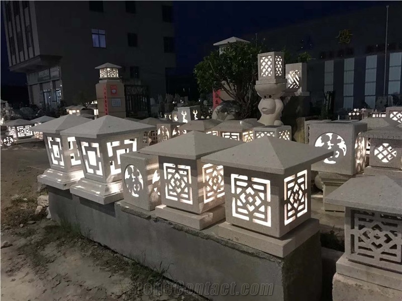 White Granite Stone Garden Lanterns