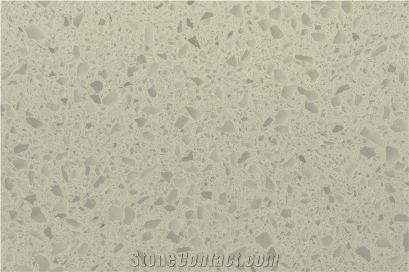 Beige White Monochrome Quartz Stone Slab