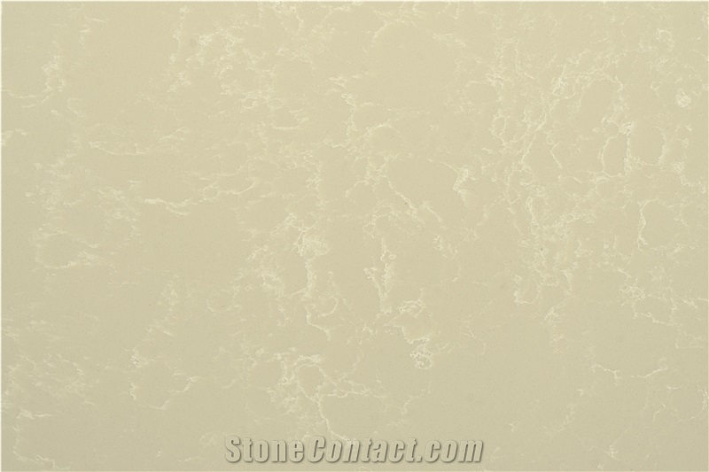 Beige White Pattern Quartz Stone Slab
