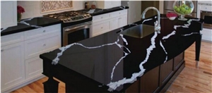 Black Calacatta Quartz Stone Kitchen Countertop