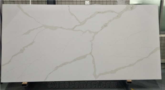 Polished White Carrara Quartz Slabs