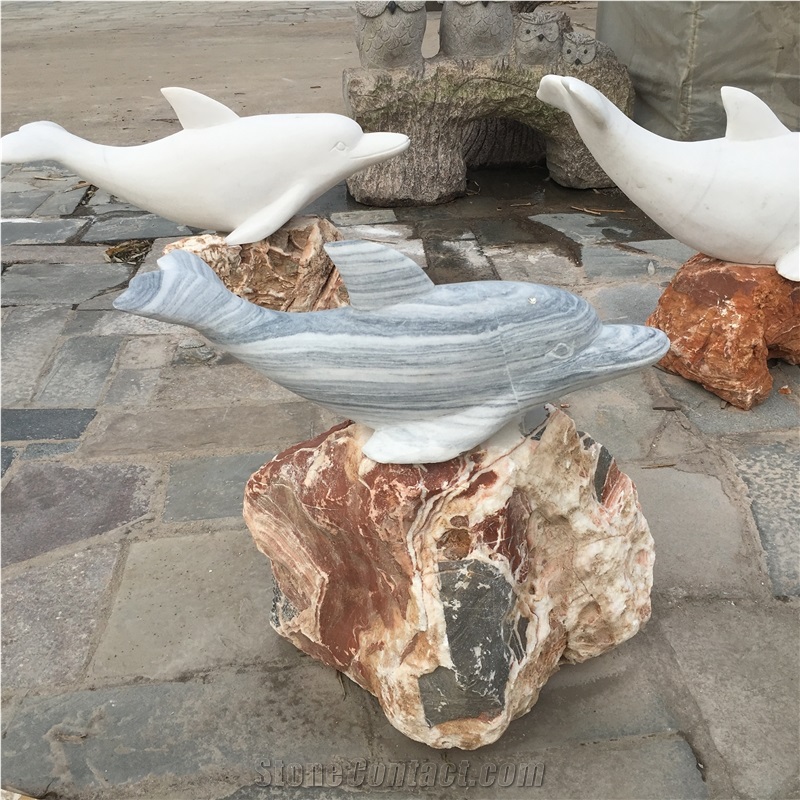 Marble Dolphin Statues Water Fountains