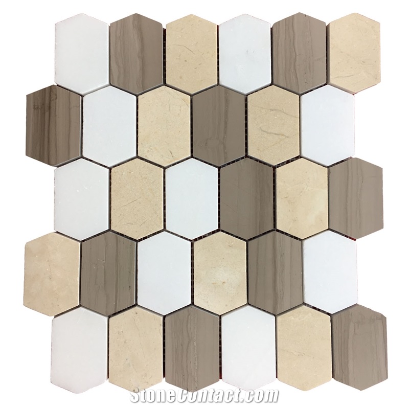 Long Hexagon Mosaic, Marble Mosaic/Tile