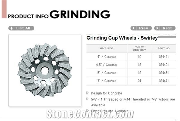 Grinding Cup Wheels- Swirley