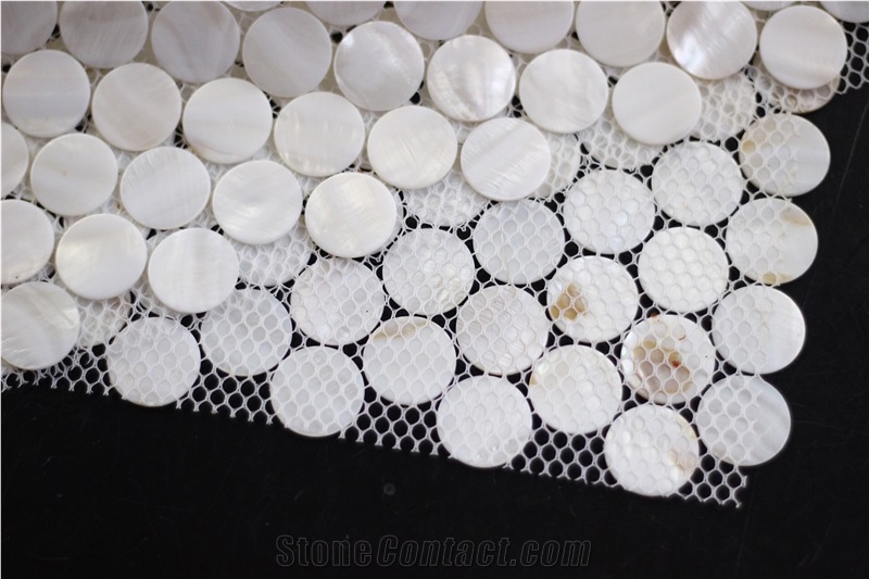 Round Shell Mosaic White Tile Backsplash Price