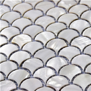 White Fish Scale Mop Fan Shape Shell Mosaic Tiles