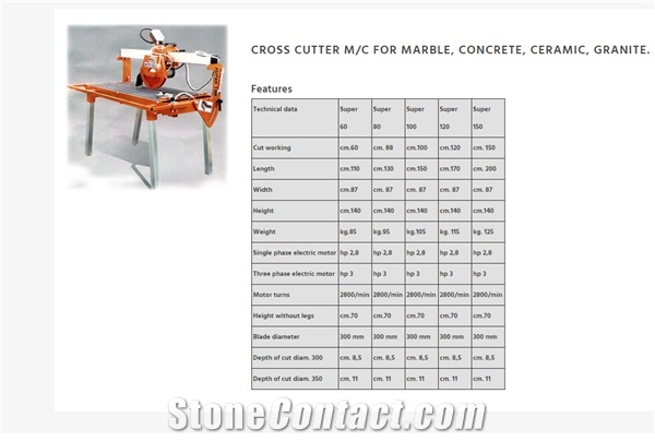 Cross Cutter M/C for Marble, Granite, Ceramic