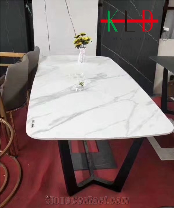 Calacatta White Sintered Stone Table Tops Desk