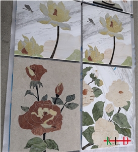 Rose Waterjet Pattern Wall Tiles,Marble Medallions