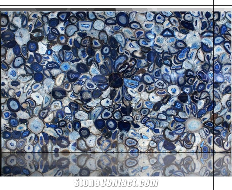 Blue Agate Semiprecious Gemstone Panel Luxury Slab