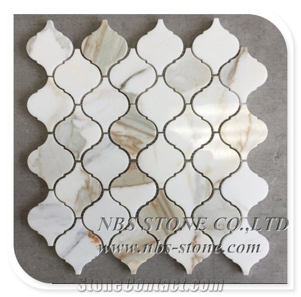 Calacatta White Marble Lanten Shape Mosaic