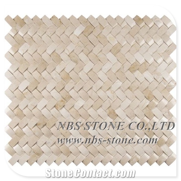 Cream Marfil Marble Basketweave Mosaic Mosaic Tile