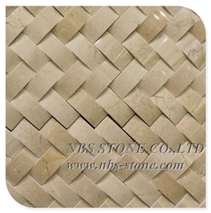 Cream Marfil Marble Basketweave Mosaic Mosaic Tile