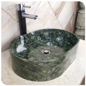 Kitchen Green Marble Sink Wash Basins Square Sink