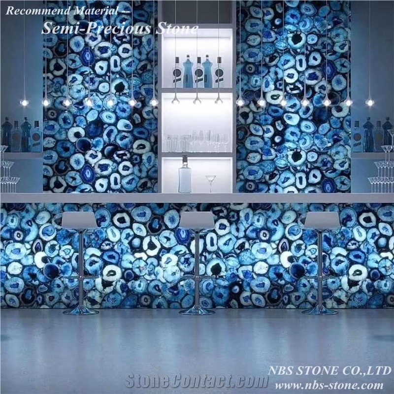 Semi-Precious Blue Agate Luxury Wall Decor Panels