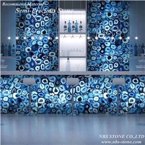 Semi-Precious Blue Agate Luxury Wall Decor Panels