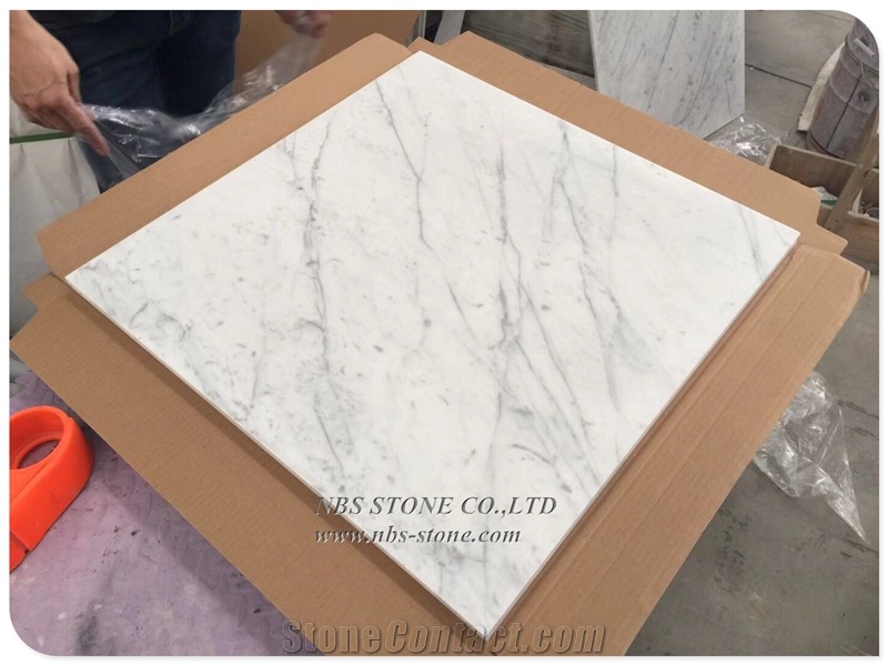 White Carrara Marble Slab Polish White Marble Tile