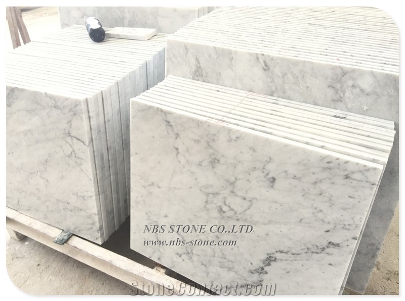 White Carrara Marble Slab Polish White Marble Tile