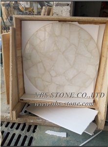 White Semiprecious Stone Slabs Crystal Brazilian for Hotel